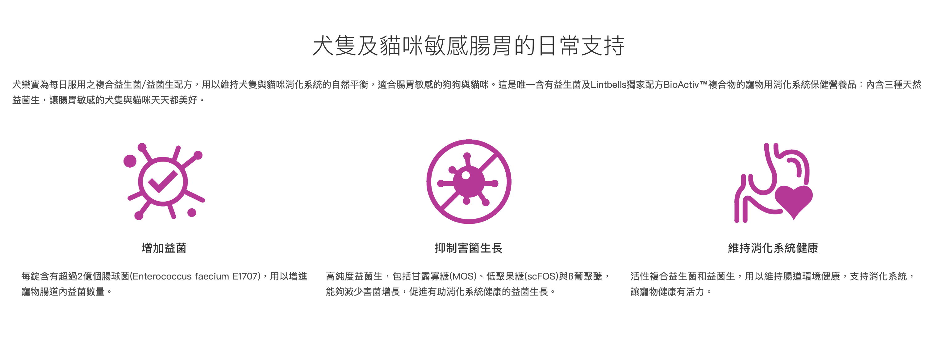 犬樂寶 益生菌的三個作用